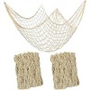 Akoasm 2-Piece Nautical Wall Decor Fishing Net Ornaments for Coastal Bedrooms, Bathrooms & Underwater Theme Parties-Beige - 4 of 4