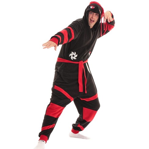 followme Mens One Piece Ninja Adult Onesie Velour Hoody Karate Pajamas 6942 L