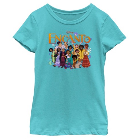 Girl's Encanto Family Portrait T-Shirt - Tahiti Blue - X Large