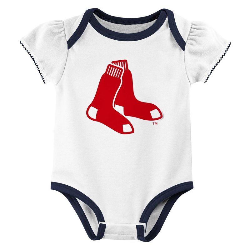 MLB Boston Red Sox Infant Girls&#39; 3pk Bodysuit, 2 of 5