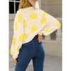 Womens Cardigan Floret Sweater Knit Sweater Cardigan Long Sleeve Warm Knitwear Cropped Cardigan with Lantern Sleeve - 2 of 4