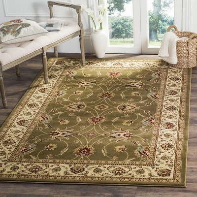 Luxurious Green and Ivory Synthetic Tufted Area Rug, 12' x 15'