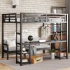 Metal Queen Over Twin XL Bunk Bed with Desk, Shelves, LED, USB, Foldable Bottom Converts to Sofa, Multifunctional Frame,kids bed - 3 of 4