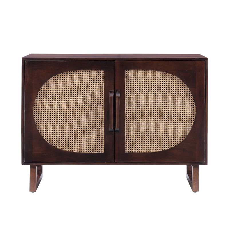46&#34; Leilani Mid-Century Modern Cane Front Console Solid Wood 2 Door Storage Brown - Powell, 4 of 16