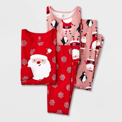 Carter's Just One You® Girls' 4pc Santa Pajama Set - Pink/Red 