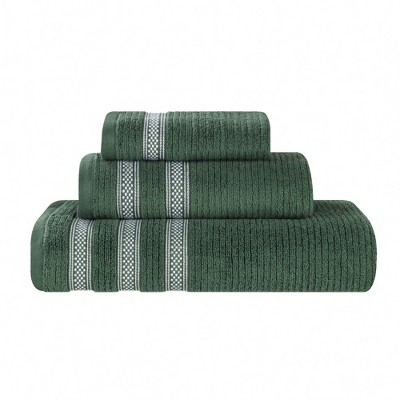 Zero Twist Cotton Ribbed Modern Geometric Border Assorted 12 Piece ...