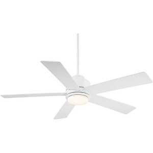 Casa Vieja 52" Grand Palm Modern Indoor Outdoor Ceiling Fan 5 Blade LED Light Remote Control Matte White Finish Wood Blades Bedroom Patio Damp Rated - 1 of 4