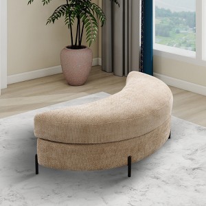 Hrinhom 47.2"W Modern Chenille Storage Ottoman with Adjustable Cover and Metal Legs - 1 of 4