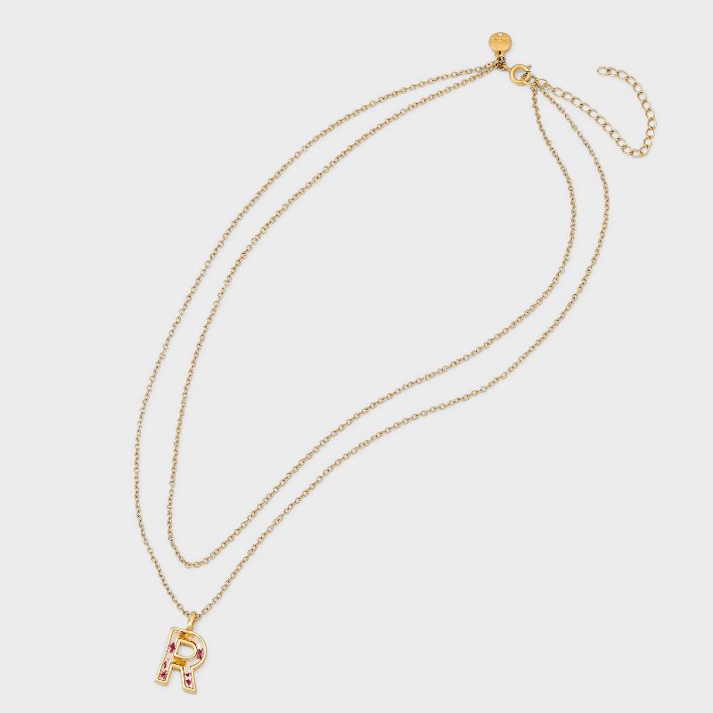 Bella Uno Bellissima Silver Plated Flower Pressed Initial Multi-Strand Necklace - Gold, 3 of 5