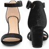 Perphy Women's Faux Velvet Ankle Buckle Strap High Chunky Heels Sandals - 2 of 4