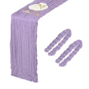 Unique Bargains Light Elegant Romantic Sheer Rustic Gauze Table Decoration Runner 2 Pcs - 1 of 4