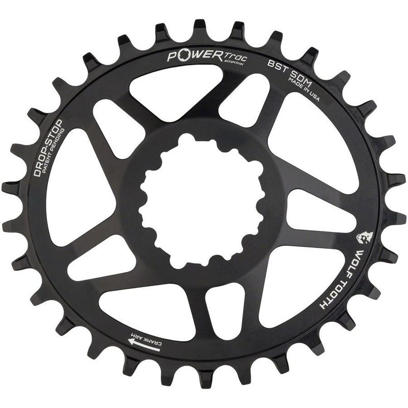 Wolf Tooth SRAM Elliptical Chainring 28t Direct Mount 3mm Offset Aluminum Black, 1 of 2