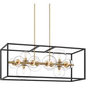 Possini Euro Design Fitzgerald Black Gold Linear Pendant Chandelier 38" Wide Modern Clear Glass 12-Light Fixture for Dining Room - 1 of 4
