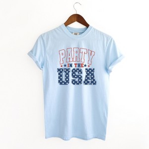 Simply Sage Market Women's Retro Party In The USA Stars Short Sleeve Garment Dyed Tee - 1 of 2