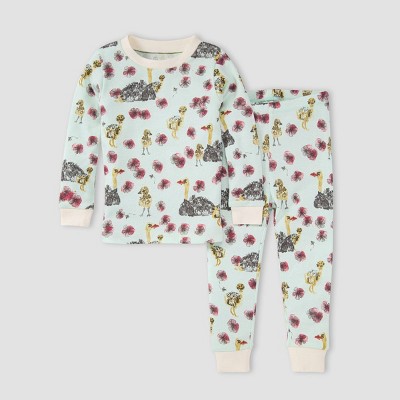 Burt's Bees Baby® Toddler Girls' Ostrich Oasis Organic Cotton Pajama Set - White