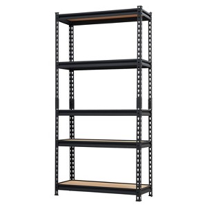 Heavy Duty Garage Shelving 2000lbs, Adjustable 5 Tier Metal Storage Shelves, Black Industrial Shelving Unit for Warehouse, Pantry, Kitchen - 1 of 4