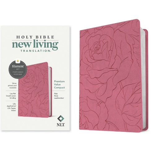 PERSONALIZED *** order NLT Giant-Print Personal-Size Bible, Filament Enabled Edition, Soft Leather-Look, Peony/Pink - INDEXED Custom Name Imprint