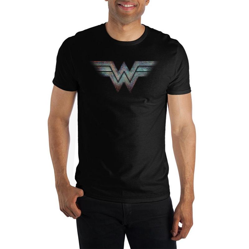 Mens Wonder Woman DC Comic Book Superhero Logo Black Shirt, 1 of 3