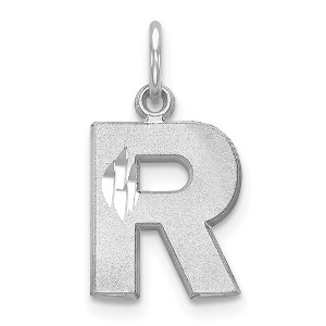 Black Bow Jewelry 14k White Gold, Julia Collection, Small Satin Block Initial R Pendant - 1 of 4