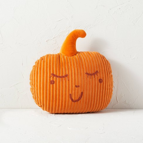 Embroidered Corduroy Pumpkin Shaped Throw Pillow Orange - Opalhouse™ designed with Jungalow™ - image 1 of 4