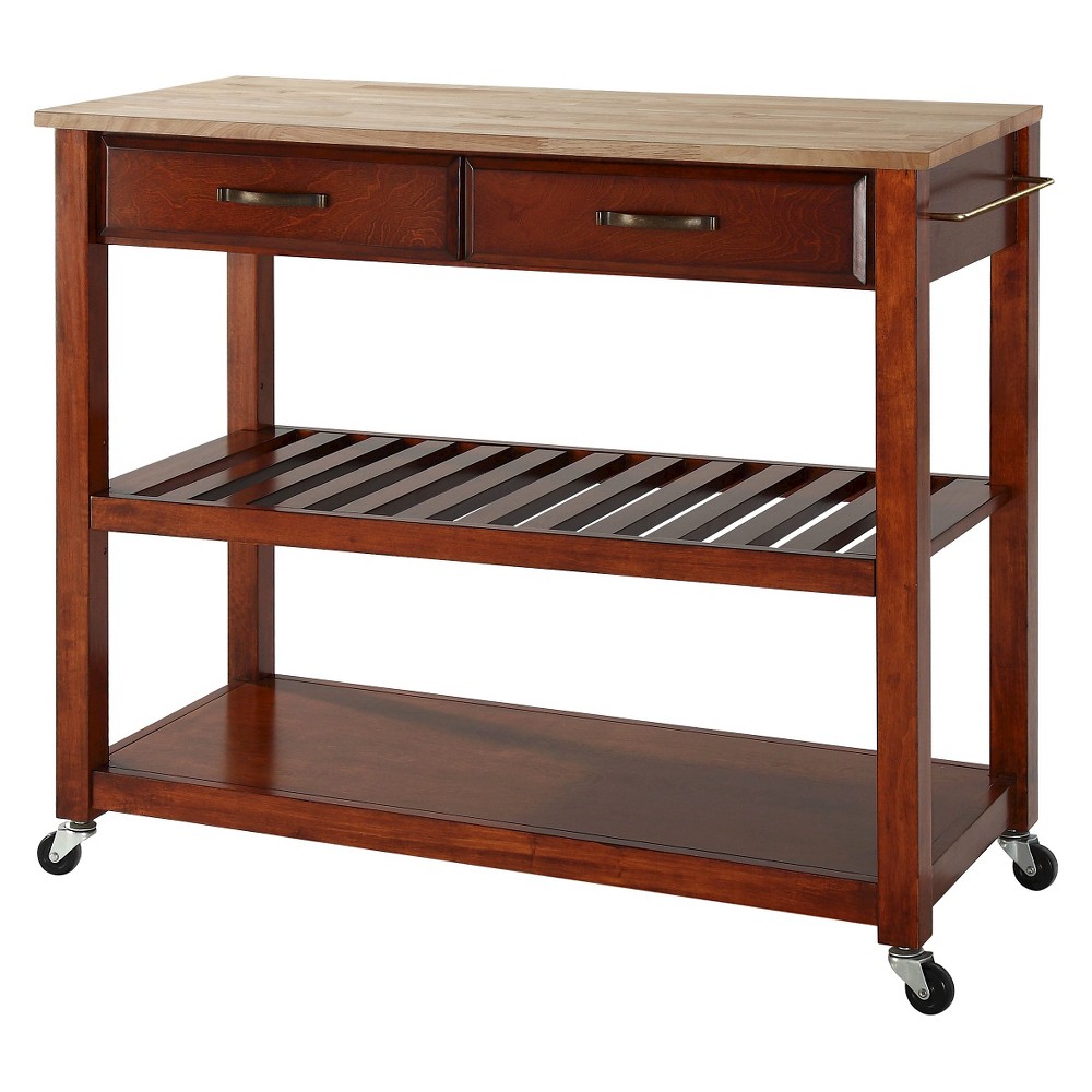 Photos - Other Furniture Crosley Natural Wood Top Kitchen Cart/Island with Optional Stool Storage - Classic 