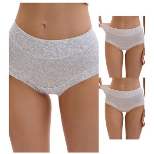 INSPIRE CHIC 3 Packs Women's Cotton Floral Printed High Waisted Full Coverage Tummy Underwear - 1 of 4