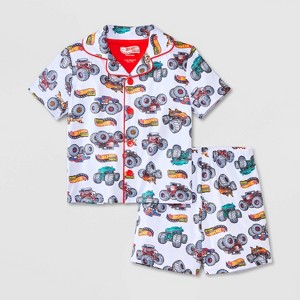 Toddler Boys' 2pc Hot Wheels Coat Pajama Set - Gray - 1 of 3