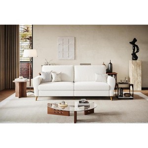 Acekool Boucle Loveseat - Modern 3-Seater Sofa with Wooden Legs, Plush Cushions & Streamlined Armrests - 1 of 4