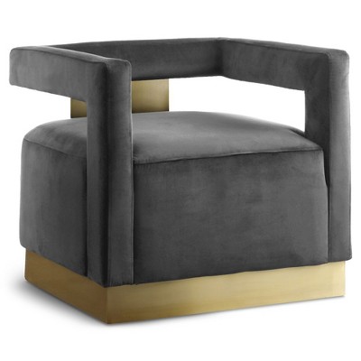 Meridian Furniture,Armani Grey Velvet Accent Chair