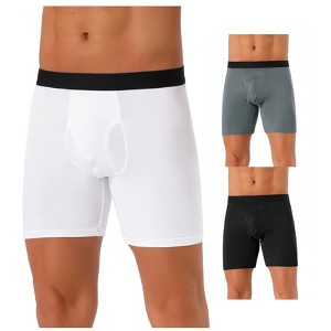 INSPIRE CHIC Men's 3 Pack Solid Color Soft Stretch Open-fly Basic Boxer Briefs - 1 of 4