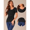 Allegra K Women's Knit Short Sleeve Irregular Neck Ruched Side Blouse - 2 of 4