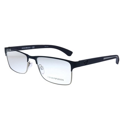 Emporio Armani EA 1052 3155 Unisex Rectangle Eyeglasses Rubber Blue & Gunmetal 53mm