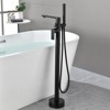 Cobbe Single Handle Freestanding Floor Standing Tub Faucet with Swivel Spout, Handheld Showerhead and 59-Inch Hose Shower Faucet Matte Black - 2 of 4