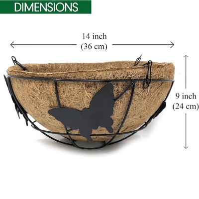 Palm Naki 10" Black Metal Butterfly Hanging Planter Set