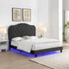 DOMETOUR Queen Upholstered Bed - Button Tufted Curve Design - Wood Slat Support - Easy Assembly - Black Velvet with LED Light - Platform Bed - 2 of 4