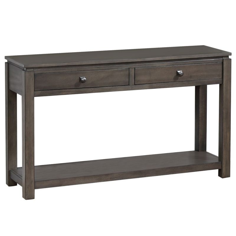 Besthom Shades of Gray 53 in. Weathered Grey Rectangle Solid Wood Console Table with 2 Drawers, 1 of 6