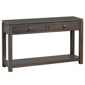 Besthom Shades of Gray 53 in. Weathered Grey Rectangle Solid Wood Console Table with 2 Drawers