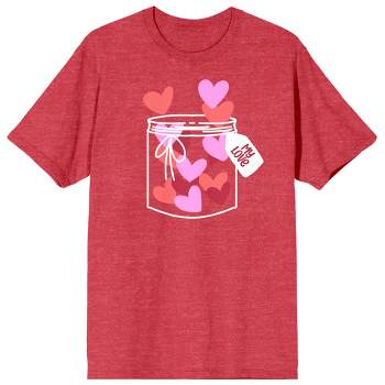 Valentine's Day Jar Of Hearts Crew Neck Short Sleeve Red Heather Women's Tee
