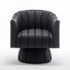 SEYNAR Mid-Century Swivel PU Leather Tufted Round Accent Barrel Chair set of 2 - 4 of 4