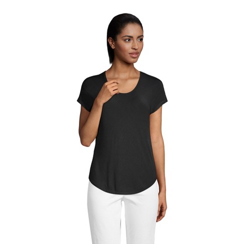 Lands' End Women's U-neck Jersey T-shirt - Small - Black : Target