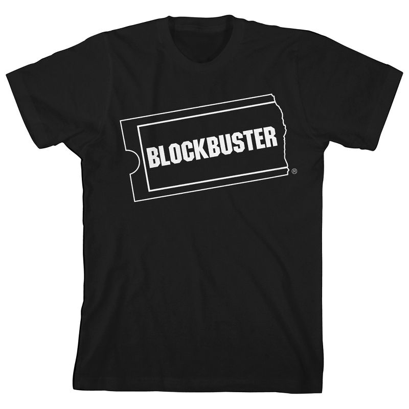 Bioworld Blockbuster Black and White Logo Youth Black Short Sleeve Crew Neck Tee, 1 of 4