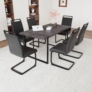 NicBex Dining Room Table Set for 6 Morden Dining Table Set with Black MDF Tabletop, Metal Legs and 6 PU Chairs for Home Office - 1 of 4
