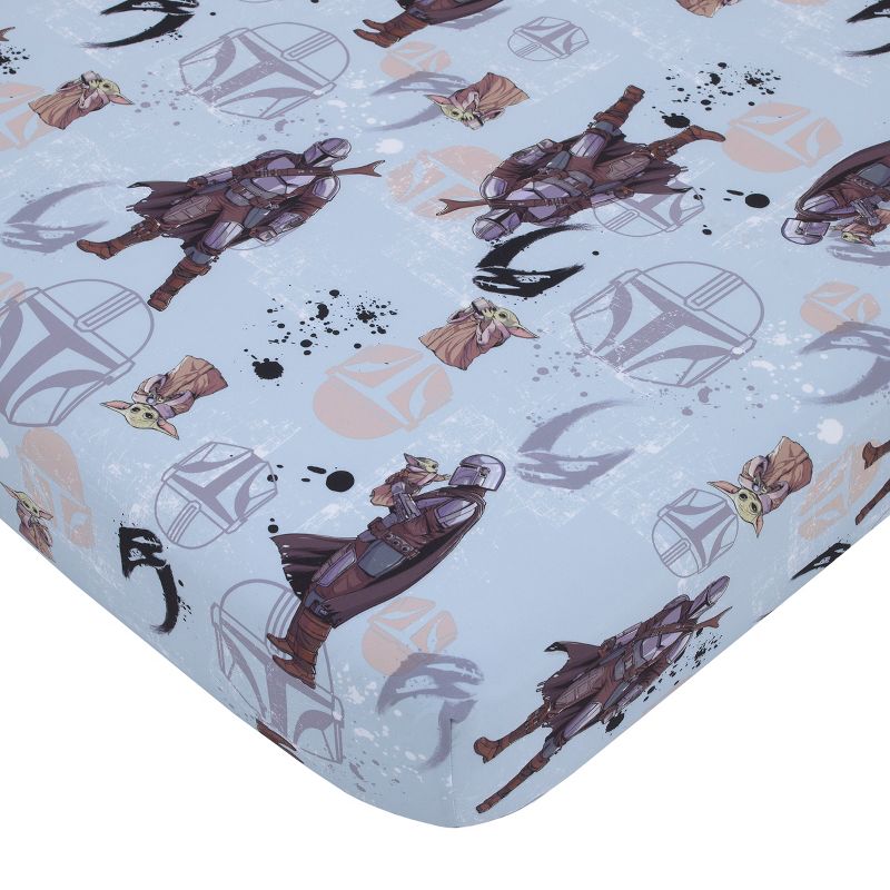 Star Wars The Mandalorian Grey, Tan and Blue 4 Piece Toddler Bed Set - Comforter, Fitted Bottom Sheet, Flat Top Sheet, and Reversible Pillowcase, 3 of 7