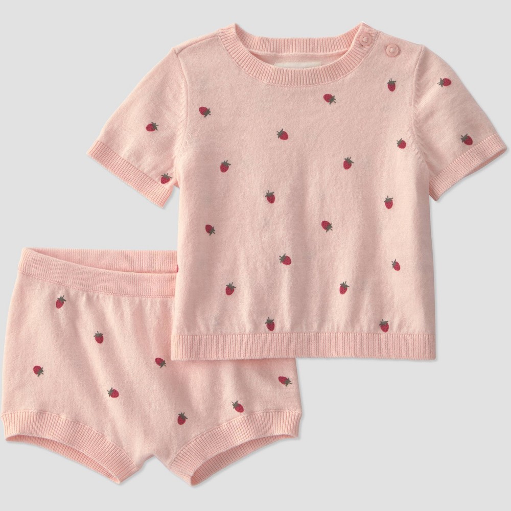 Little Planet by Carter's Baby Girls' Organic 2pc Strawberries Sweater Set - Pink Newborn