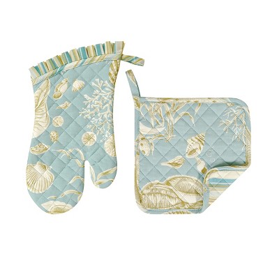 C&F Home Natural Shells Pot Holder/Oven Mitt Set