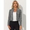 INSPIRE CHIC Women's Tweed Stand Collar Business Open Front Cropped Jacket - 4 of 4