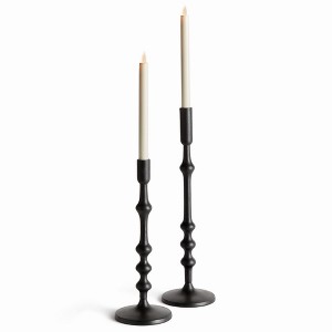 Plum & Post Nicholas Taper Holders, Set of 2 - Black Cast Aluminum - 1 of 4