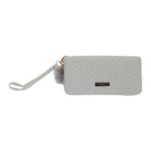 Unique Bargains W-Shaped Corrugated Plush Ball Zipper Coin Purse Wallet 1 Pc - 1 of 4