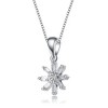 White gold plated with cubic zirconia starry cluster flower pendant necklace, featuring a radiant starry design for a touch of glamour and elegance - 3 of 3