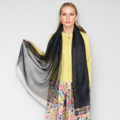 Anna-Kaci Women's Lightweight Sheer Scarf with Subtle Metallic Thread Detail Elegant Long Wrap Accessory